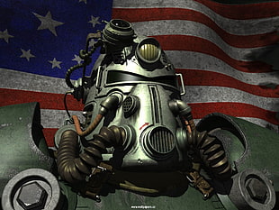 gray and green robot illustration, Fallout, video games