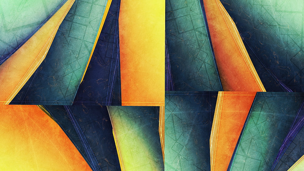 abstract, pattern, yellow, blue HD wallpaper