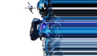 blue Go Go Power Ranger digital wallpaper