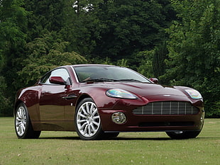 red Aston Martin coupe HD wallpaper