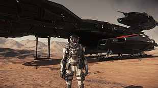 person in gray and black armor digital wallpaper, Star Citizen, Constellation Andromeda, space, spaceship HD wallpaper