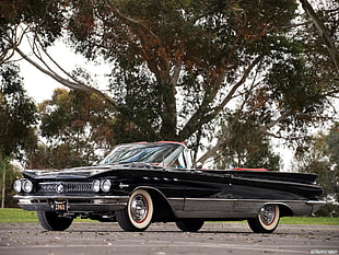 black convertible coupe, Buick Electra, car, Oldtimer, black cars