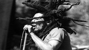 gray scale photo of Bob Marley