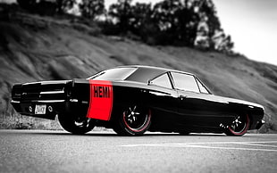 black muscle car, car, muscle cars, Plymouth, Hemi HD wallpaper