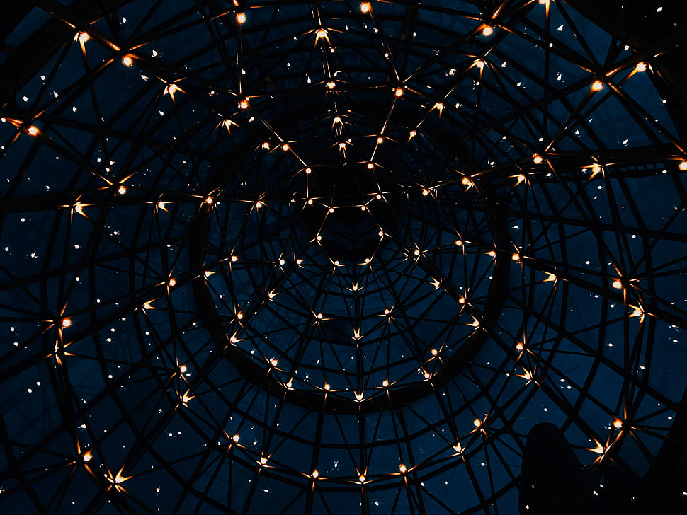 round black steel frames with LED lights HD wallpaper