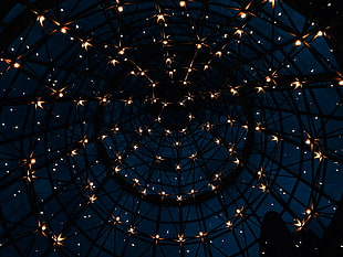 round black steel frames with LED lights