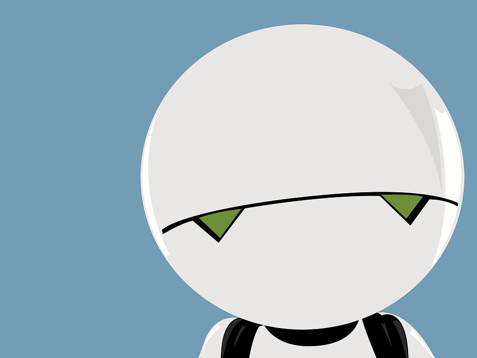white and black cartoon character, The Hitchhiker's Guide to the Galaxy, Marvin (robot) HD wallpaper
