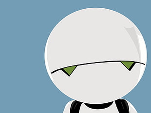white and black cartoon character, The Hitchhiker's Guide to the Galaxy, Marvin (robot)