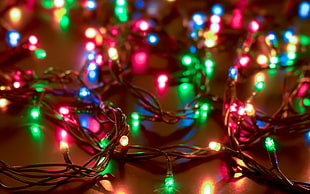 black string lights, New Year, snow, lights, wires