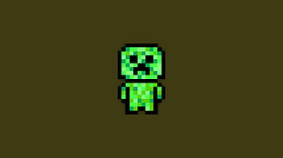 black and green circuit board, pixel art, pixels, Minecraft, creeper