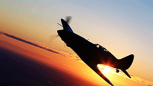 silhouette of plane, airplane, sunlight, silhouette, Mikoyan MiG-3 HD wallpaper