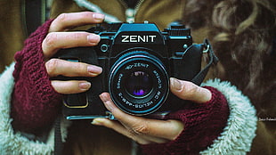 black Zenit DSLR camera, Zenit (camera), camera, macro, model