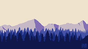 mountain range with forest illustration, mountains, digital art, The School of Life, forest