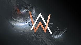 white and black wooden wall decor, Alan Walker, Alan Walker logo