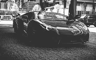 grayscale photography of luxury car