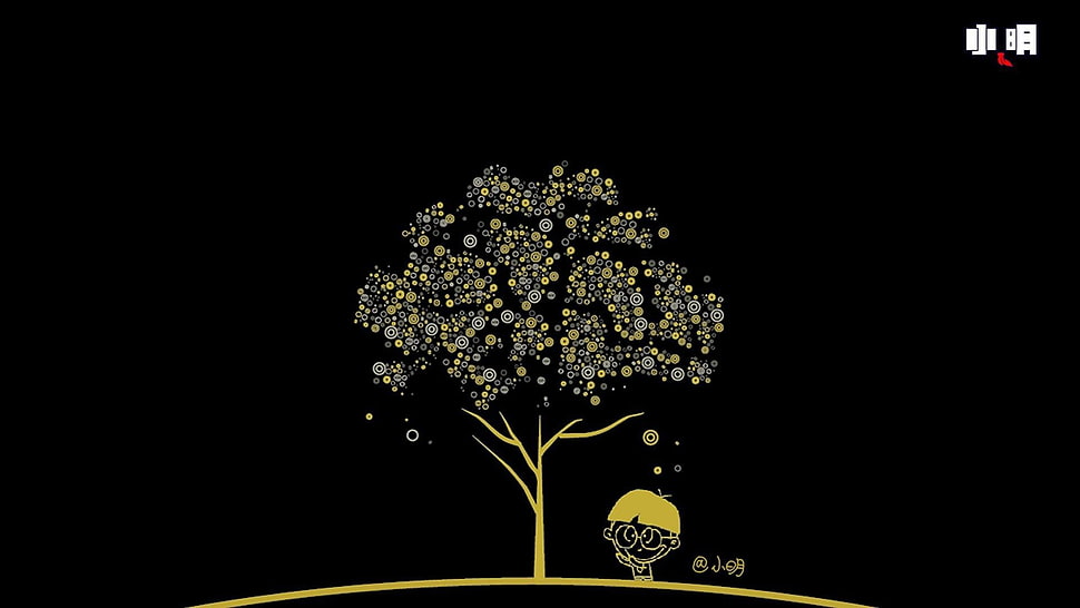 tree illustration, artwork, children, simple background, trees HD wallpaper