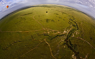 aerial view of green grass fields HD wallpaper