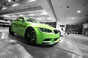 green and black car seat, car, BMW, green cars, BMW M3 