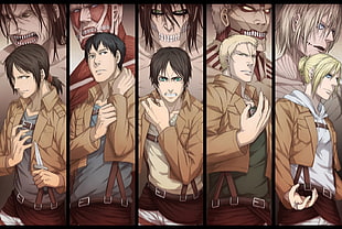 Attack on Titan characters collage, Eren Jeager, Ymir, anime