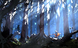 gray trees, forest, silhouette HD wallpaper
