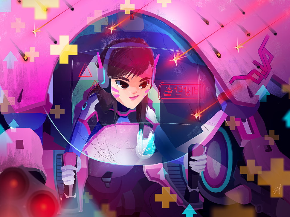 woman anime character holding ship controller HD wallpaper
