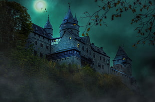 low angle view of castle animation HD wallpaper