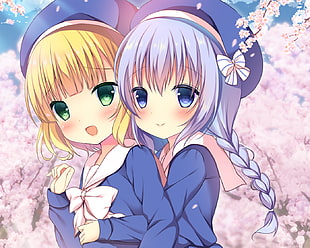 two female hugging anime HD wallpaper