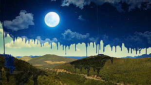 full moon painting HD wallpaper