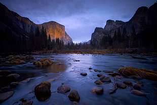 Yosemite National Park, River, Mountains, Stones