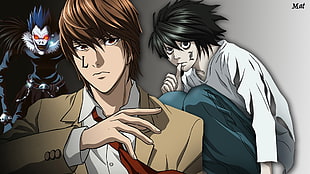 brown haired male anime character illustration, Death Note