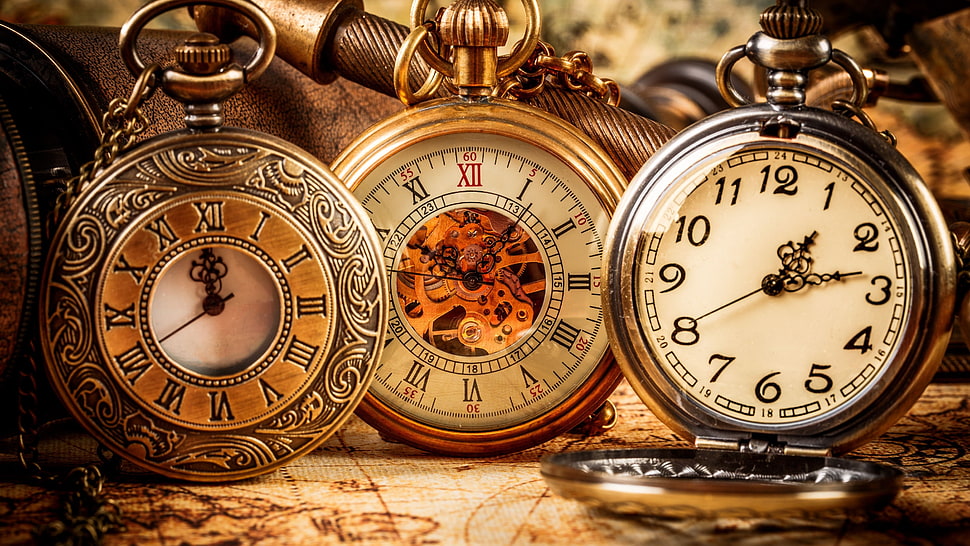 two pocket watches HD wallpaper