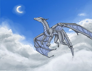 grey dragon wallpaper, dragon