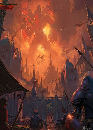 video game screenshot, fantasy art, war, battle, titan HD wallpaper
