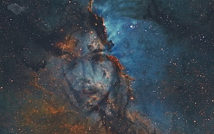 blue and brown nebula, space, stars, nebula