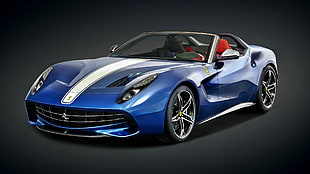 blue and white convertible, Ferrari, pininfarina, car, blue cars HD wallpaper