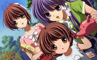 three anime characters HD wallpaper