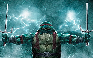 TMNT Raphael during thunderstorm HD wallpaper