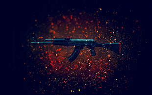black and brown Kalashnikov rifle