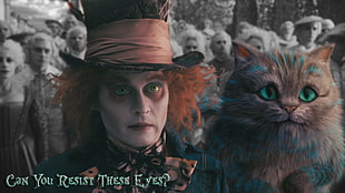 Johnny Depp, movies, Alice in Wonderland, cat, Johnny Depp