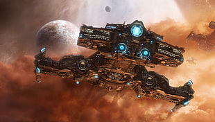 game space ship digital wallpaper, spaceship, space, fantasy art, Starcraft II