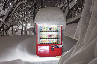 Coca-Cola vending machine, Japan, snow, vending machine HD wallpaper