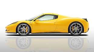 yellow Ferrari coupe, Ferrari 458, supercars, car