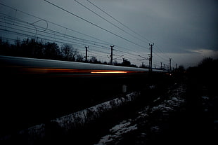 grey train, Train, Traffic, Night HD wallpaper