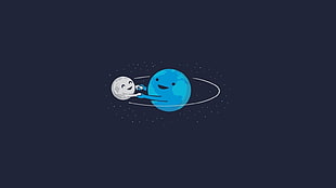 blue and white illustration, minimalism, simple background, simple, planet
