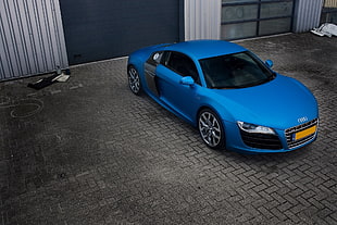 blue Audi R8 coupe, Audi R8, supercars, car, blue cars