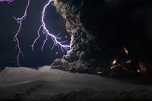 landscape photography of lightning