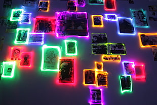 assorted-color neon frame lights, lights, artificial lights, colorful