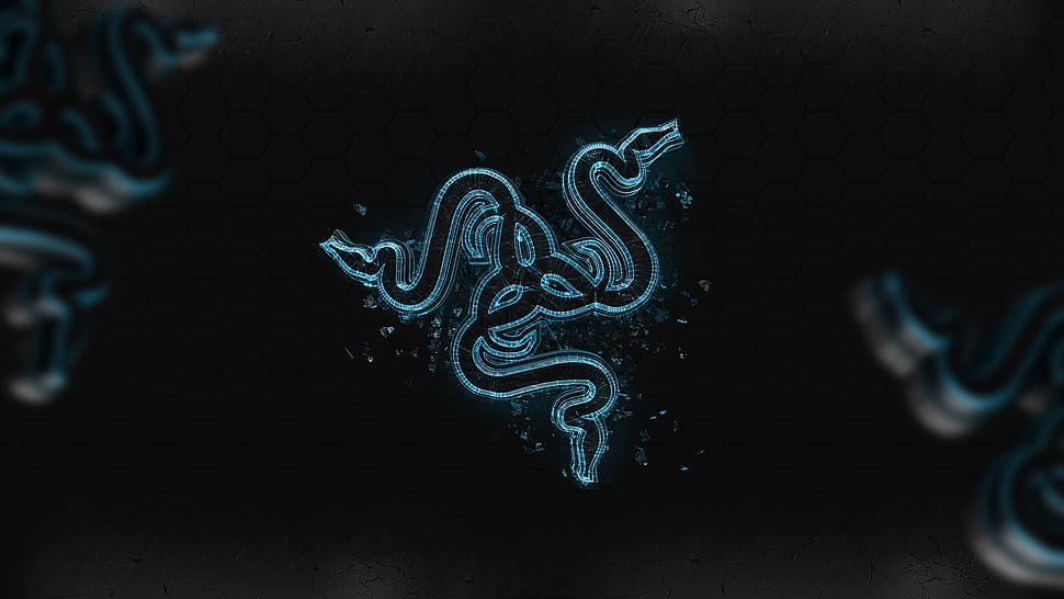 Razer logo, abstract, Razer, blue, digital art HD wallpaper