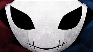 white and black skull mask, anime, 