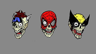 several superhero zombie character illustrations